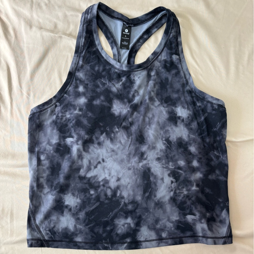 Gray and black tie dye racer back